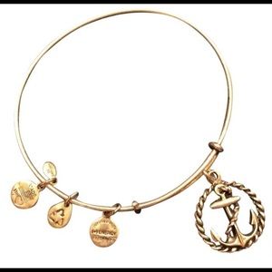 Alex and Ani anchor with rope in gold
